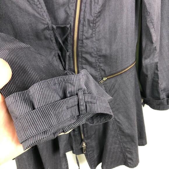 Lauren Vidal Purple Asymmetrical Striped Full Zip Lagenlook Minimalist Jacket M - Picture 5 of 16